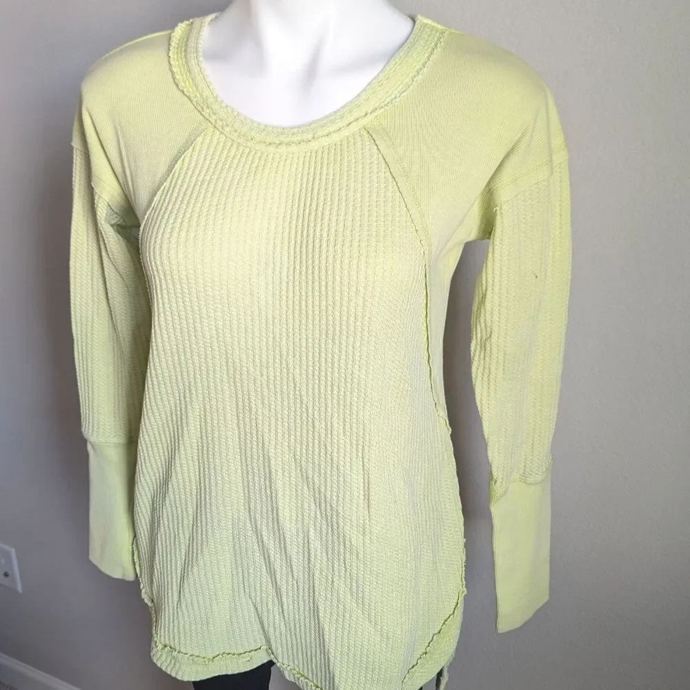 Soft Surroundings Kaydence Waffle Knit Thermal Long Sleeve High Low Tunic Shirt
